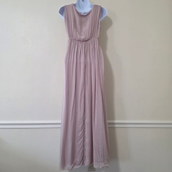 Pura Seta Italian Silk Maxi Dress Sz XS Sleeveless Sheer Gown Goddess Ethereal - Picture 5 of 15